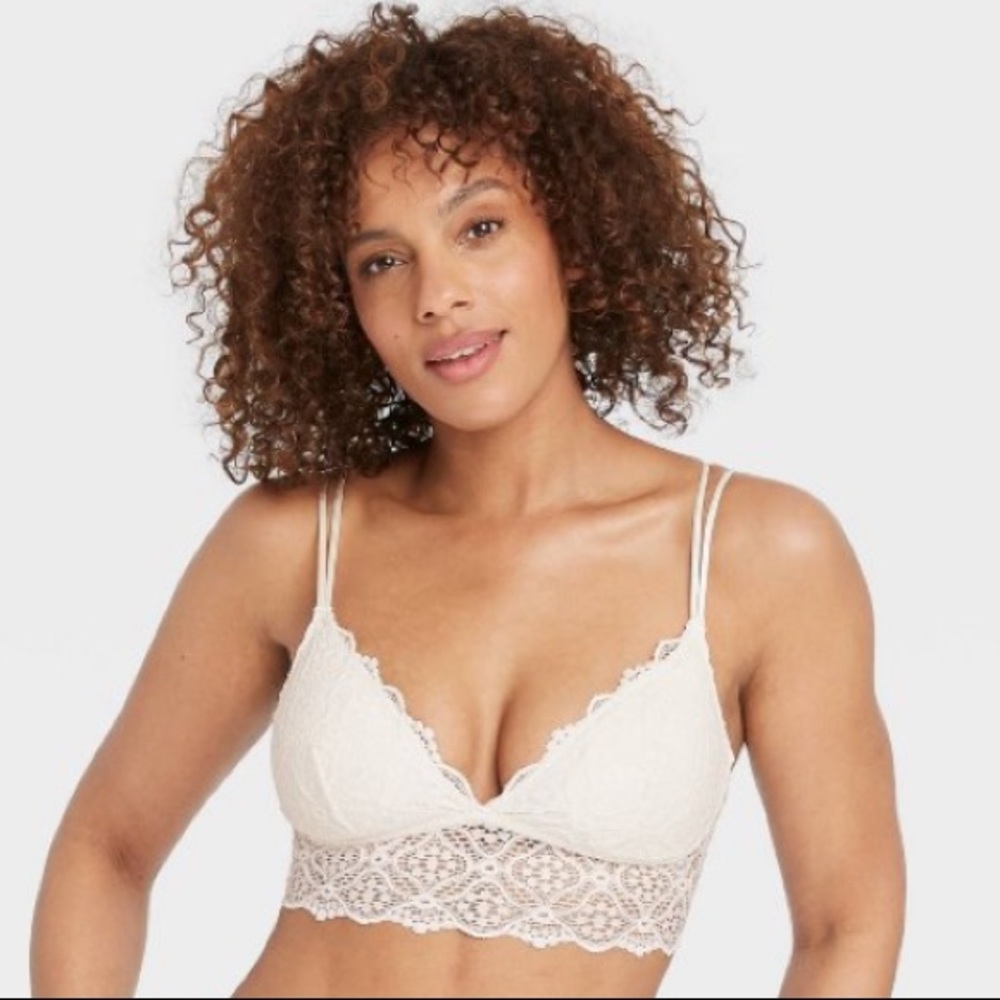 NWOT White Auden Lace Longline Bralette